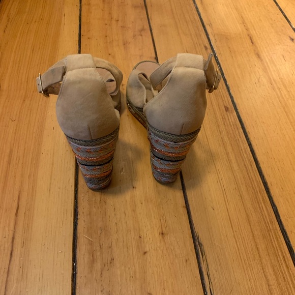 Palomitas Beige Suede Wedge 4 inch Size 39 Made in Spain - Picture 4 of 7